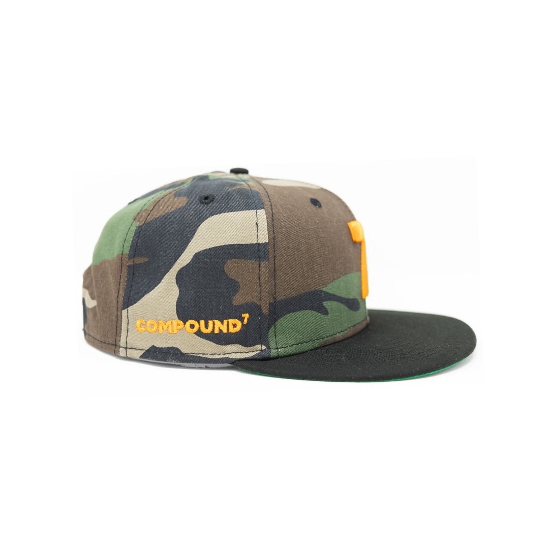 Orange '7' Camo Snapback