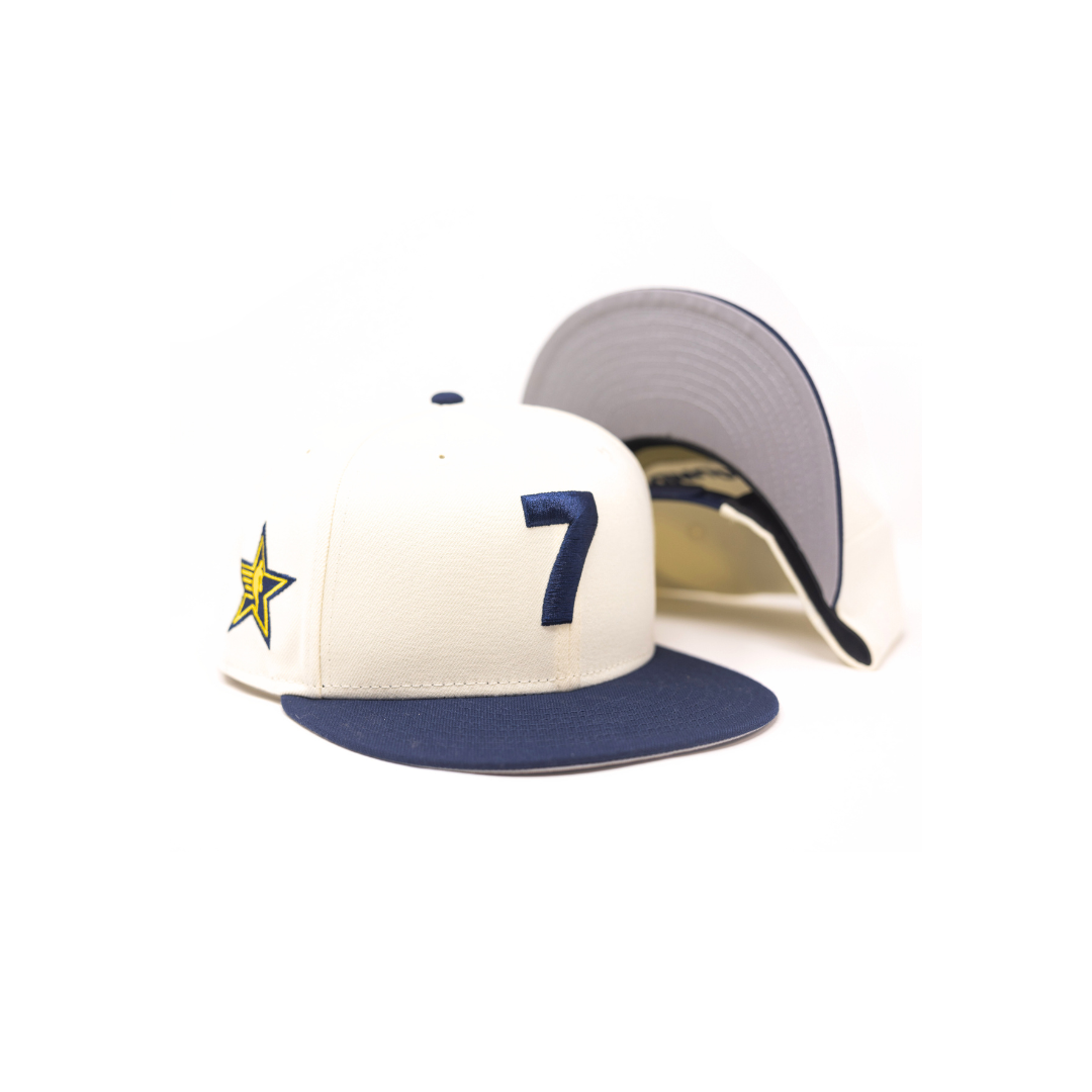 All Star Cream & Navy 7 Snapback